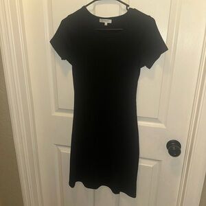 Elegant Black Short Sleeve Mini Dress
